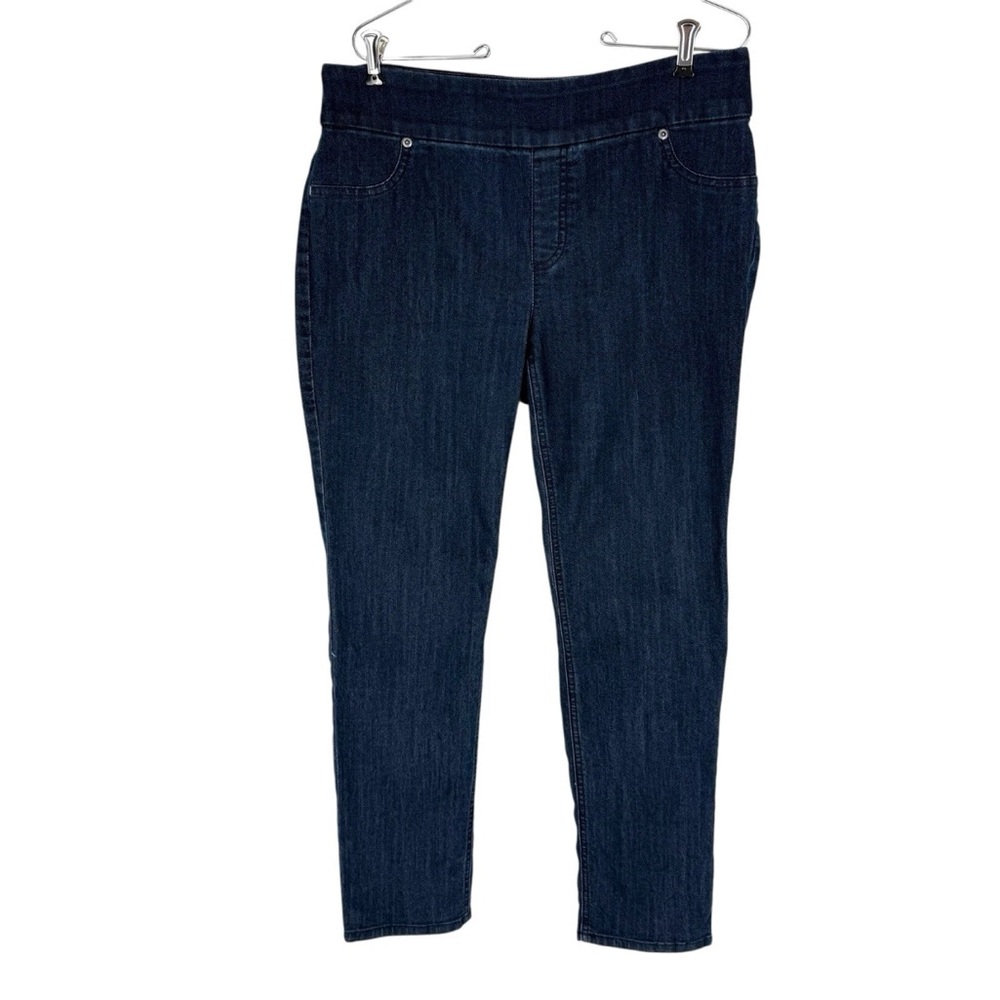 Chicos Pull-On Jeans Size 2 Dark Wash Blue Stretch Denim Elastic Waist Womens 12